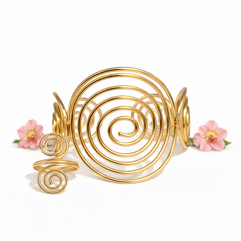 Brazalete y anillo dorado